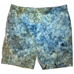 Men's Tie Dye Chino Shorts Size 40 Upcycled Handmade Ice Dyed Casual‎ Festival